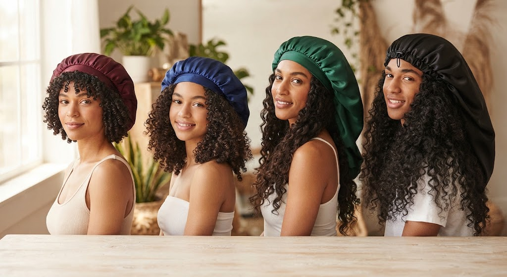 Different Satin Bonnet Styles for Short, Long and Thick Curly Hair